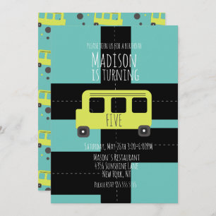 School Transportation Wheel Bus Invitation