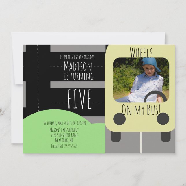 School Transportation Wheel Photo Invitation (Front)