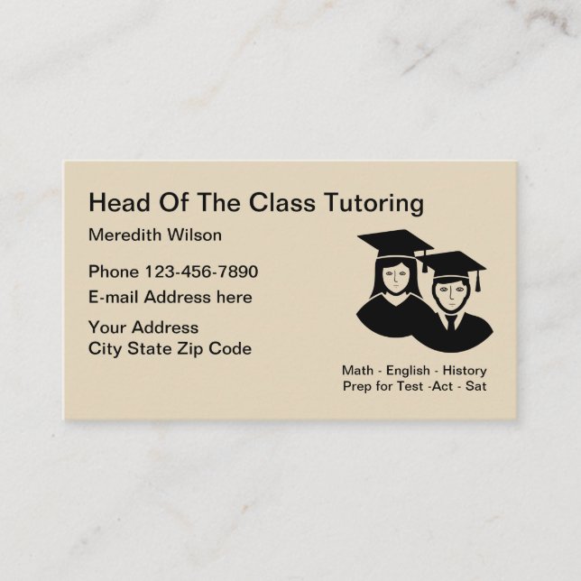 School Tutoring Teacher Business Card (Front)