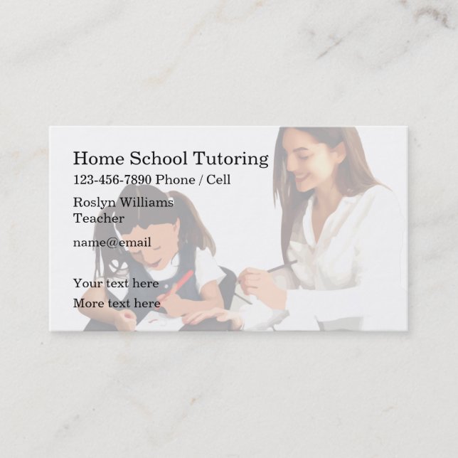 School Tutoring Teacher Theme Business Card (Front)