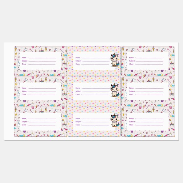 School Unicorn Rainbow Stickers (Sheet)