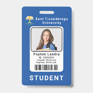 School University Student ID Badge Template Blue