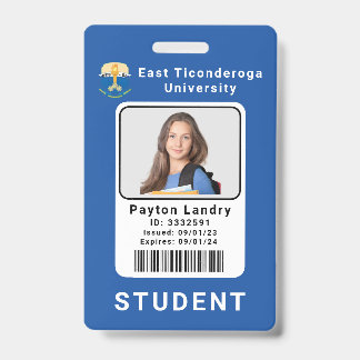 School University Student ID Badge Template Blue