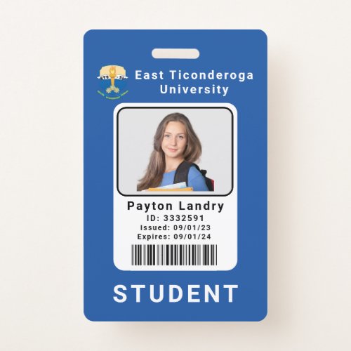 School University Student ID Badge Template Blue