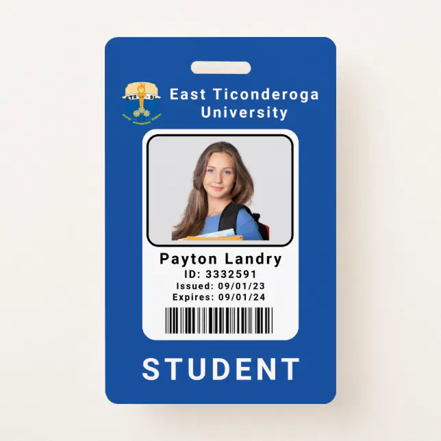 School University Student ID Badge Template Blue Zazzle School University Student ID Badge Template Blue Zazzle