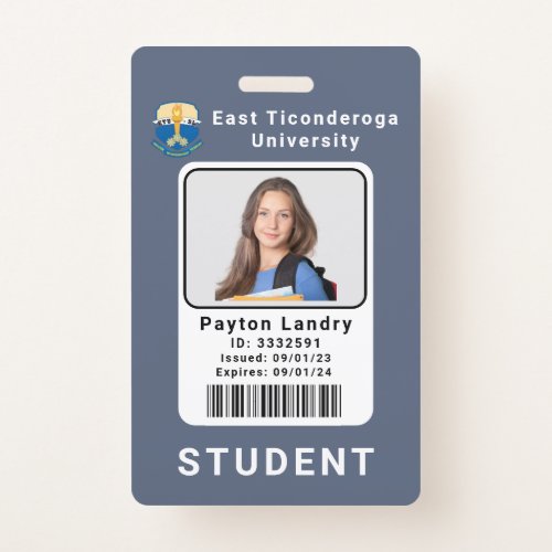 School University Student ID Badge Template Grey