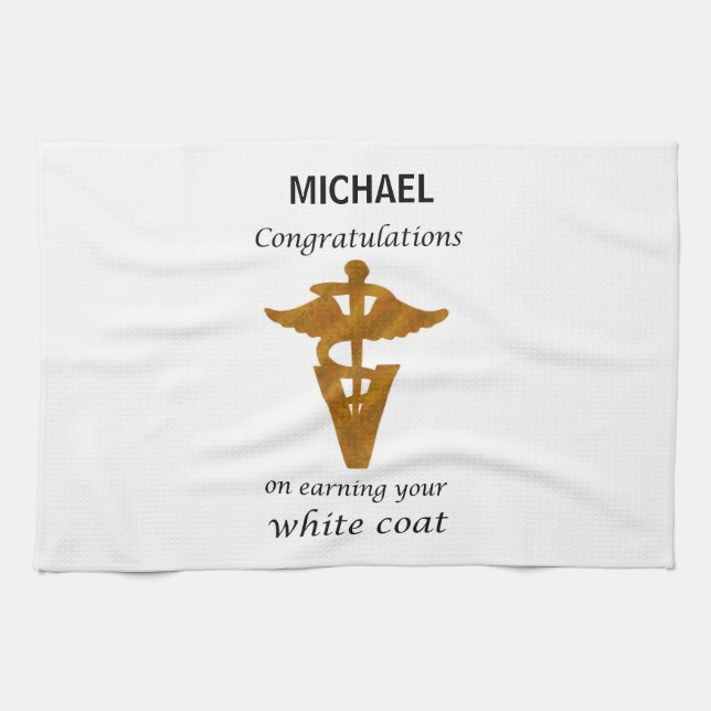 School Veterinary White Coat Ceremony Kitchen Towel (Horizontal)