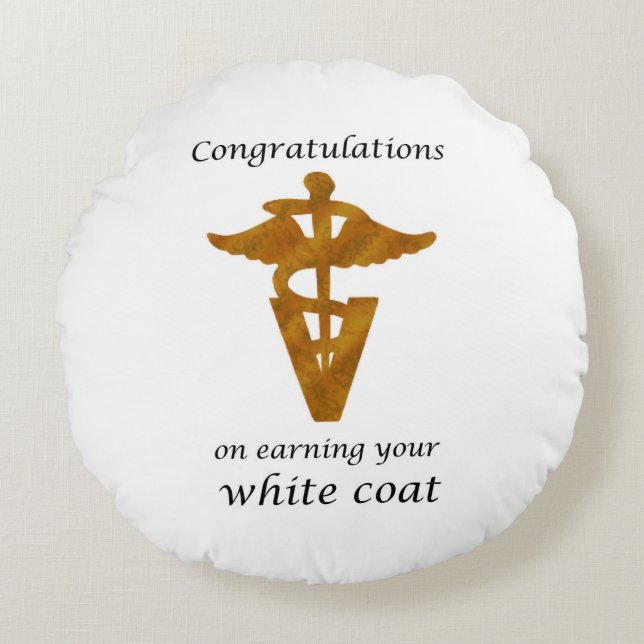 School Veterinary White Coat Ceremony Round Pillow (Front)