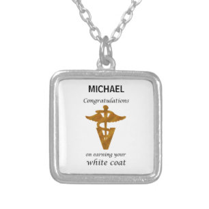 School Veterinary White Coat Ceremony Silver Plated Necklace