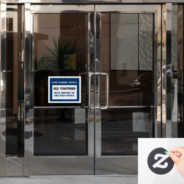 School Visitor Safety Sign Window Cling (Office Door)