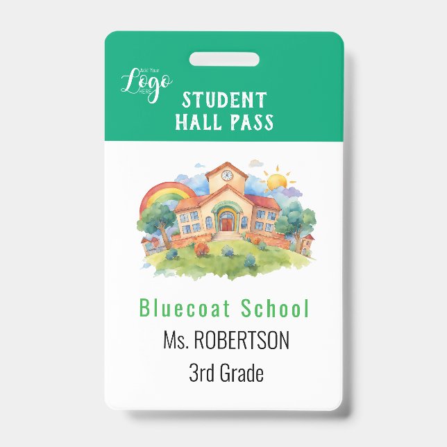 School watercolour teacher or student pass badge (Front)