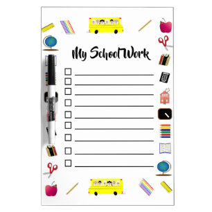 School work or homework whiteboard tracker