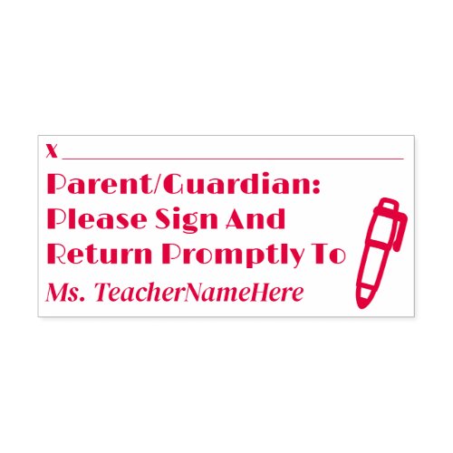 School Work Review  Custom Name Rubber Stamp