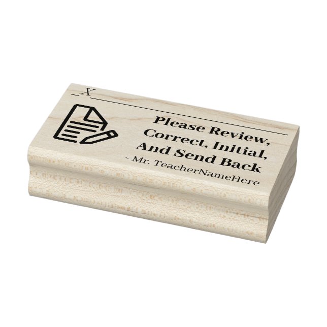 School Work Review + Educator Name Rubber Stamp (Stamp)