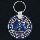 School Wrestling Club Wrestler Custom Color Sports Keychain<br><div class="desc">Personalized sports gifts and merchandise for school sports team. All texts are editable to fit your occasion. Background color and text color are editable using the design tool. Perfect souvenir for school coach and graduating seniors who are also great athletes.</div>