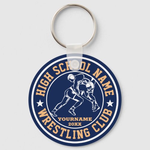School Wrestling Club Wrestler Custom Color Sports Keychain