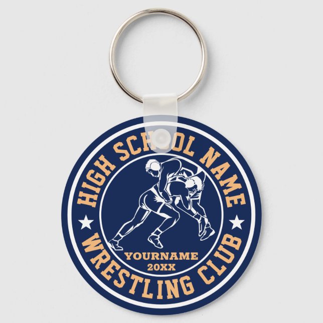 School Wrestling Club Wrestler Custom Color Sports Keychain (Front)