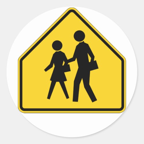 School Zone Highway Sign Classic Round Sticker