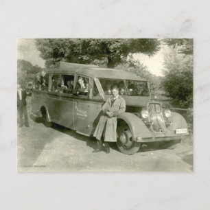 Schoolboy Bus Trip vintage photo Postcard