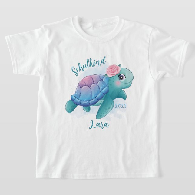 schoolchild - turtle - watercolor design | T-Shirt (Laydown)