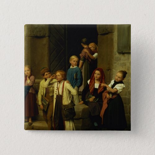 Schoolchildren Watching a Boy Cry 1861 Pinback Button