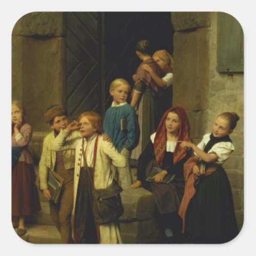 Schoolchildren Watching a Boy Cry 1861 Square Sticker