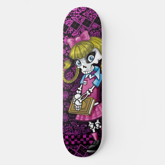 Schoolgirl skeleton skateboard deck (Front)