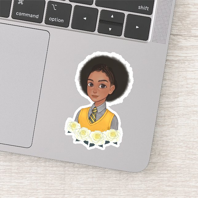 Schoolgirl wisdom black girl natural hair afro sticker (Detail)