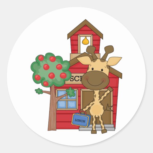 Schoolhouse Giraffe Classic Round Sticker