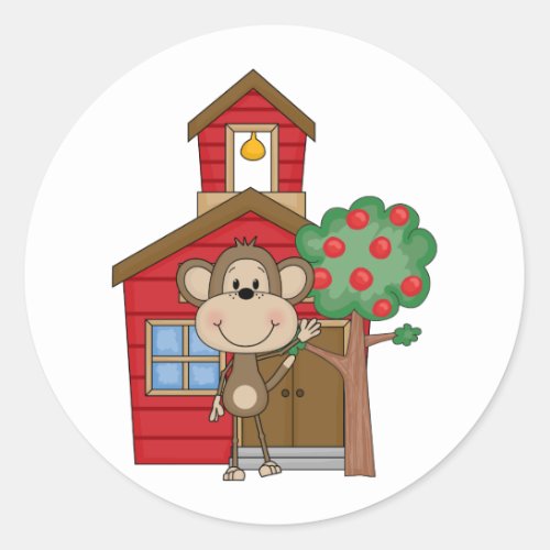 Schoolhouse Monkey Classic Round Sticker