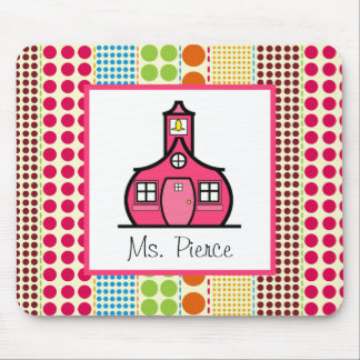 Schoolhouse  / Multicolored Polka Dots Teacher Mouse Pad