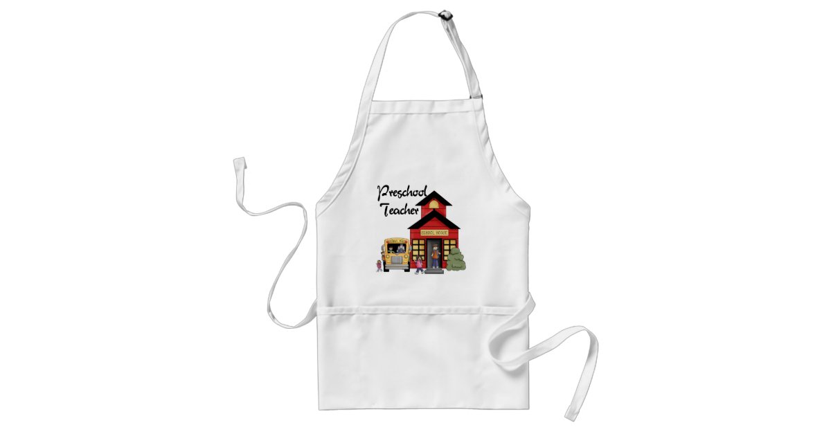 Schoolhouse Preschool Teacher Tshirts And Gifts Adult Apron Zazzle Com