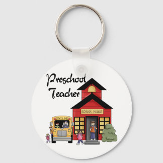 Schoolhouse Preschool Teacher Tshirts and Gifts Keychain