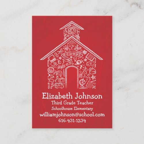 Schoolhouse Teachers Business Card RED