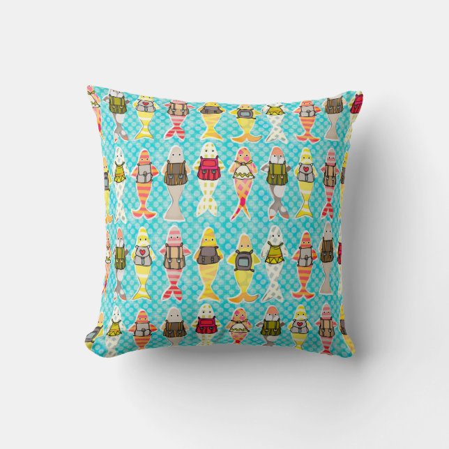 schooling fish throw pillow (Front)
