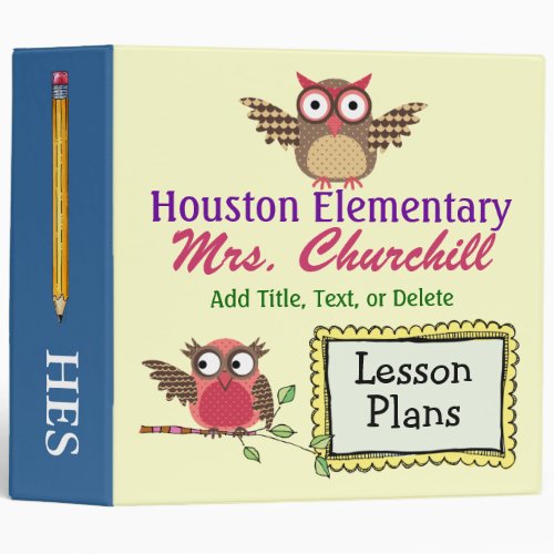 Schools a Hoot _  OWL 3 Ring Binder