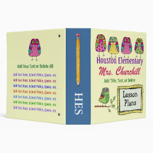 School's a Hoot - OWL 3 Ring Binder