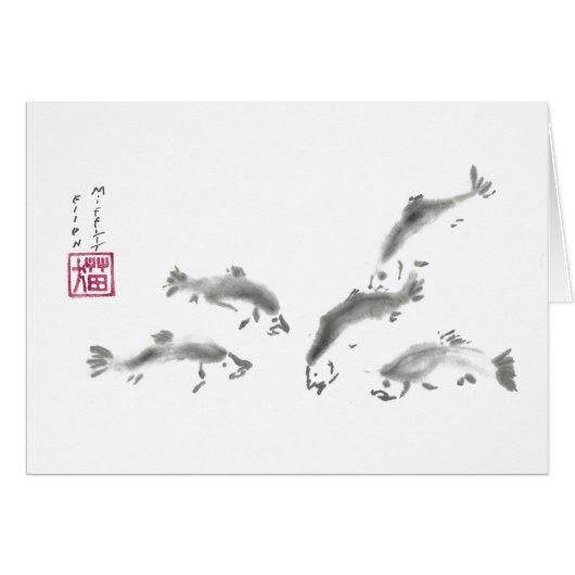 Schools In - Sumi-e Salmon Cards (Front Horizontal)