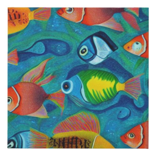Schools of Fish   Faux Wrapped Ca Faux Canvas Print