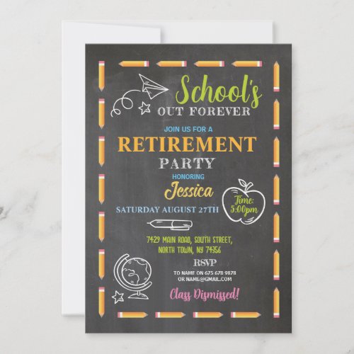Schools Our Forever Retirement Party Teacher Invitation