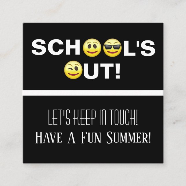 School's Out Child's Playdate Emoji Card (Front)