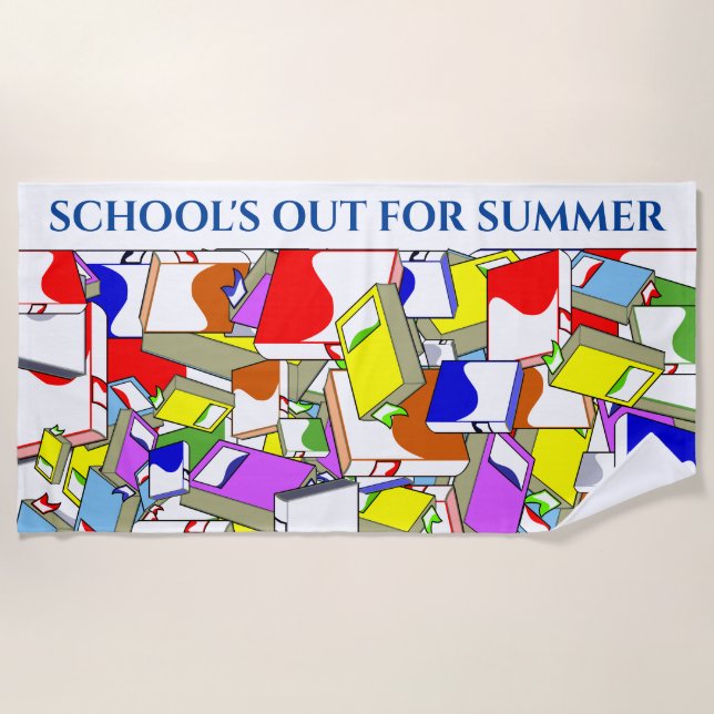 "SCHOOL'S OUT FOR SUMMER" beach towel. Beach Towel (Front)