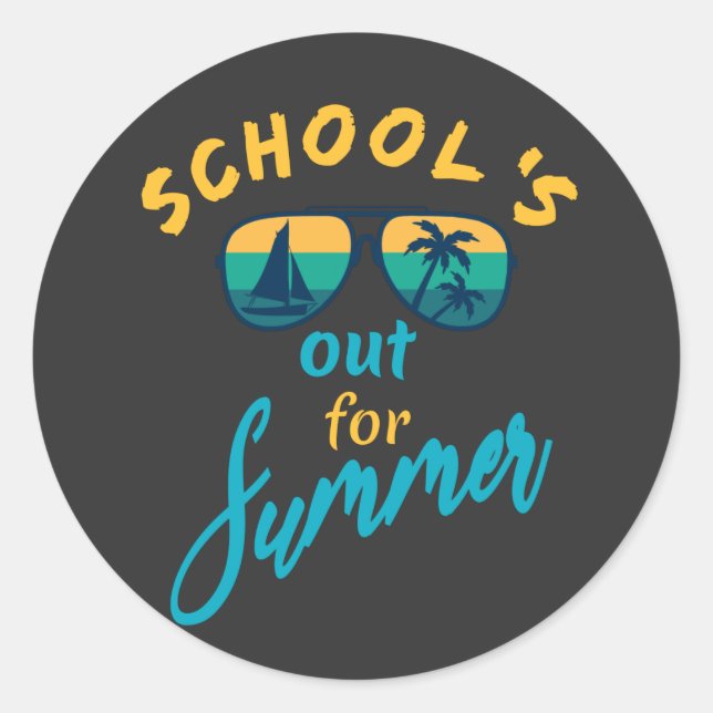 School's out for summer classic round sticker (Front)
