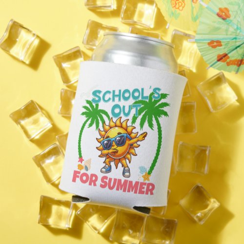 Schools Out for Summer Fun Colorful Bold Can Cooler