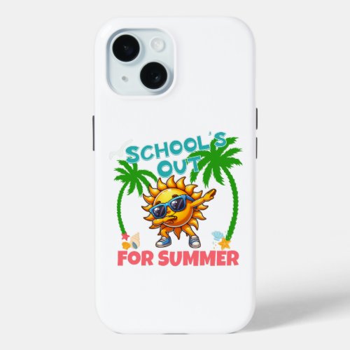 Schools Out for Summer Fun Colorful Bold iPhone 15 Case