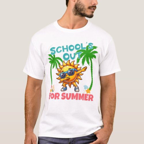 Schools Out for Summer Fun Colorful Bold T_Shirt
