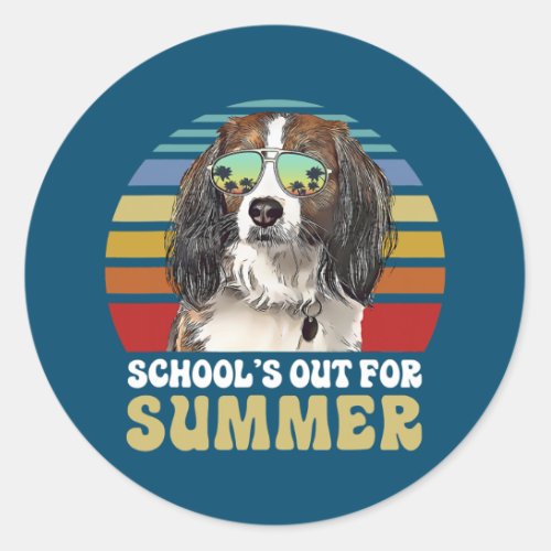 Schools Out for Summer Nederlandse Kooikerhondje Classic Round Sticker