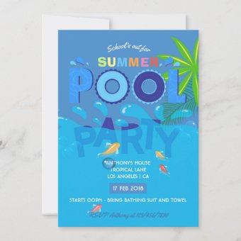 School's out for Summer Pool Party Invitation | Zazzle