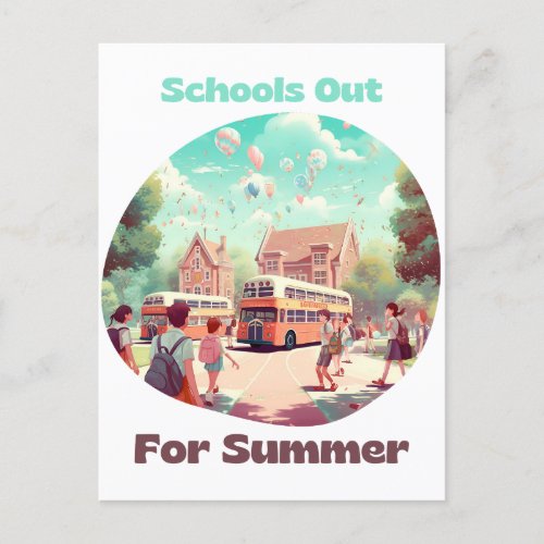 Schools Out For Summer  Postcard