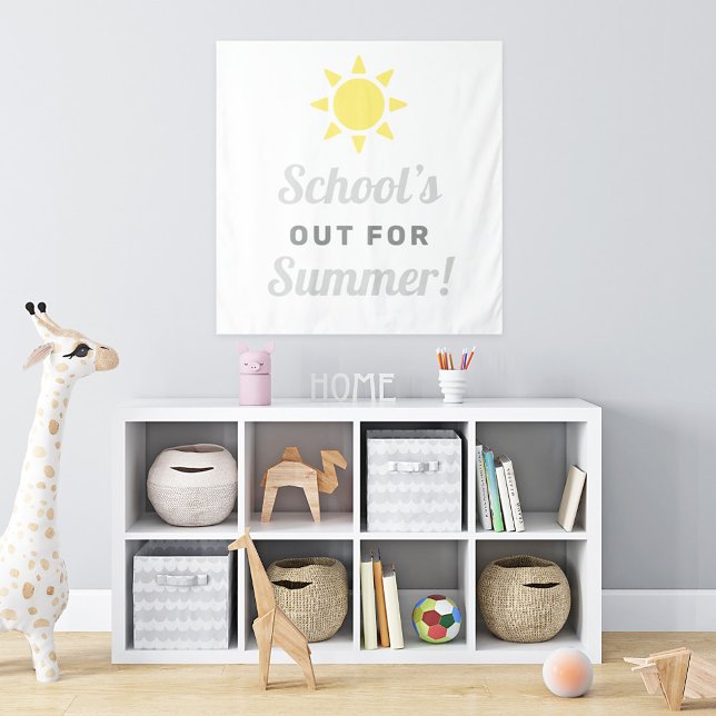 Schools Out for Summer Sun Gray Yellow Tapestry (Creator Uploaded)
